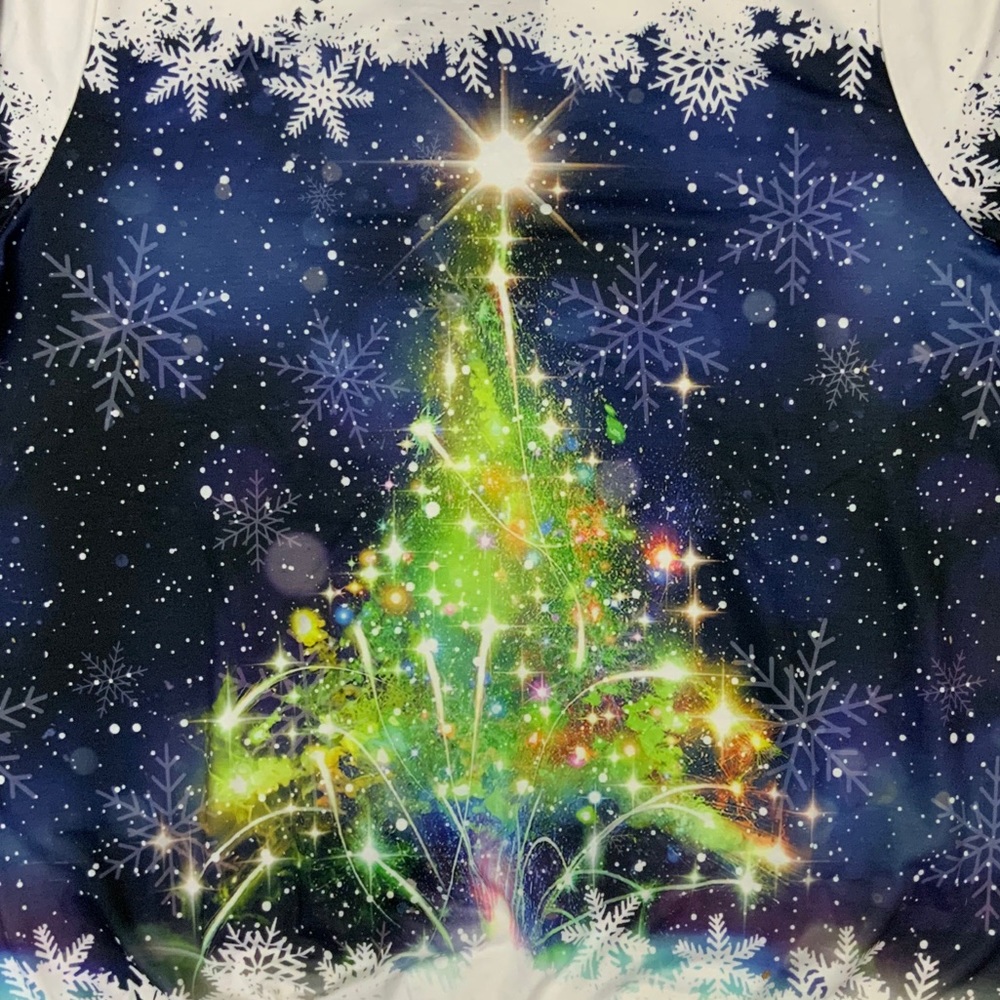 Christmas 3D Print Long Sleeve Sweatshirt Tee Top Cosmic Starry Night Women Med - Picture 11 of 16